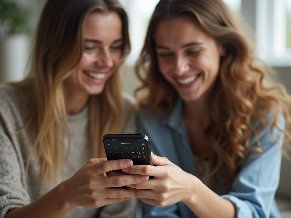 A-candid-medium-close-up-of-two-friends-laughing-while-checking-a-shared-mobile-calendar-w