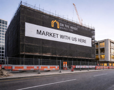 Scaffolding wrap Advertising banner on Auckland building site On the House Marketing