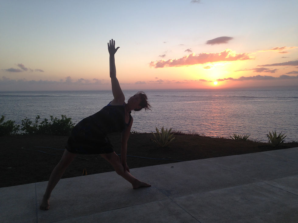 Trikonasana at sunset