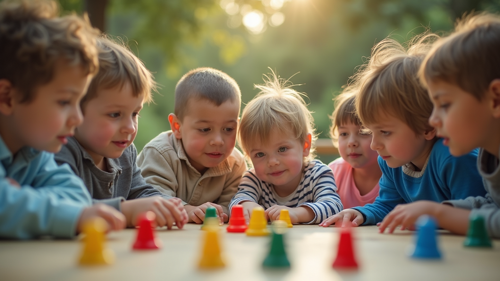 Vue d'ensemble d'enfants jouant à un jeu éducatif