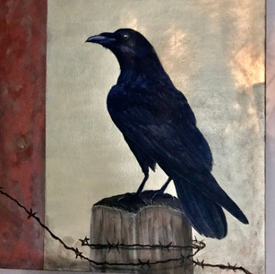 Crow on A Post SOLD