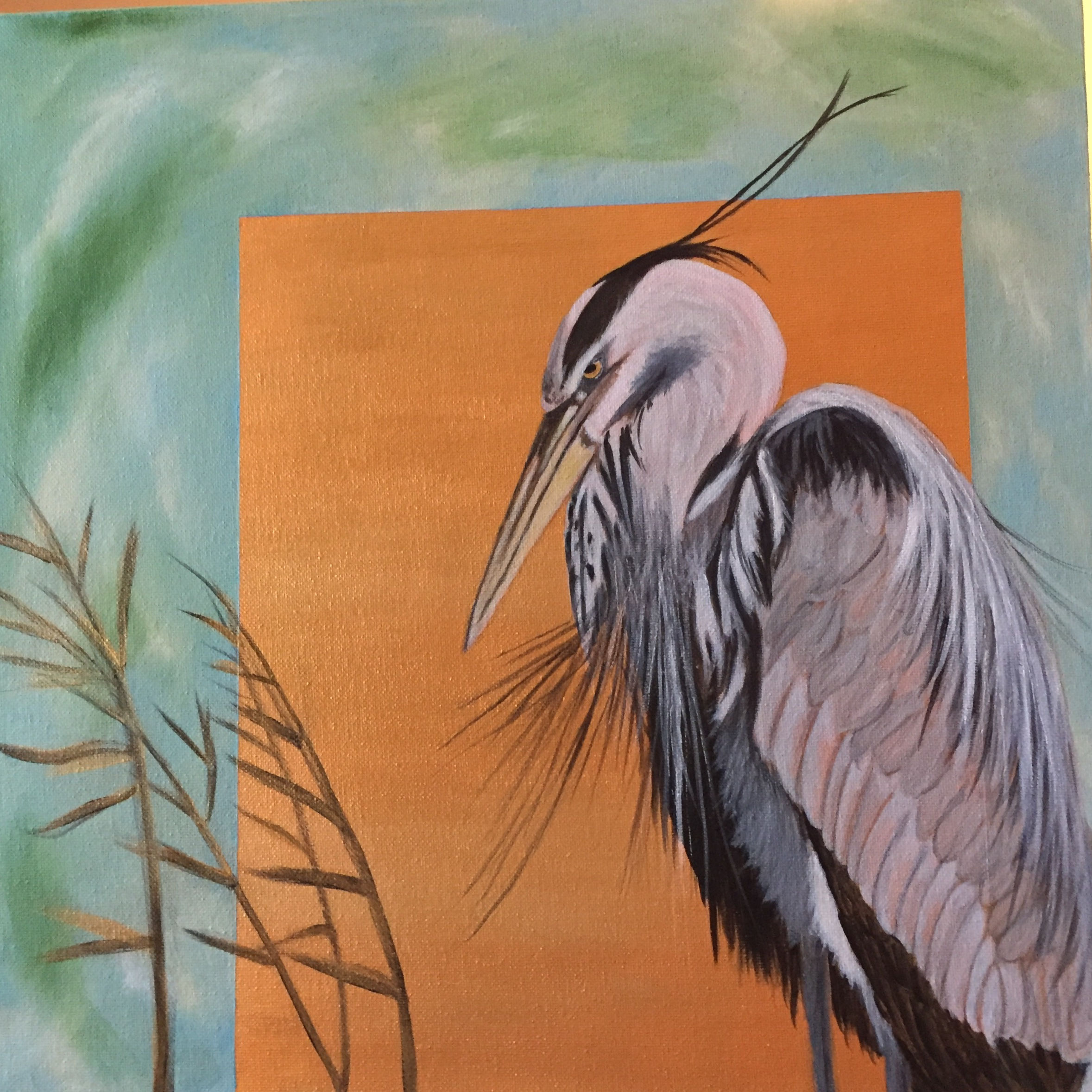 Heron, Golden Hour (Acrylic on Canvas)