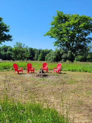 Communal fire pit and gathering area