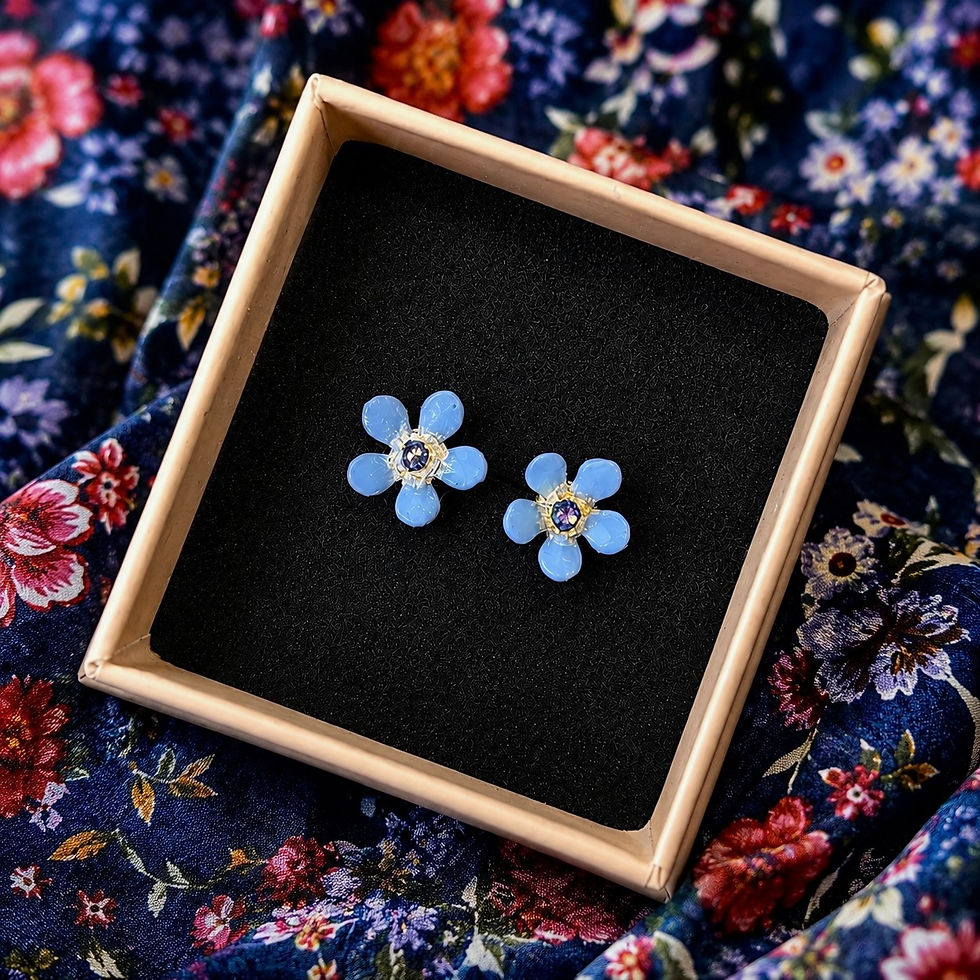 Thumbnail: Hand-painted Masonic Forget-Me-Knot Pin - Glitters