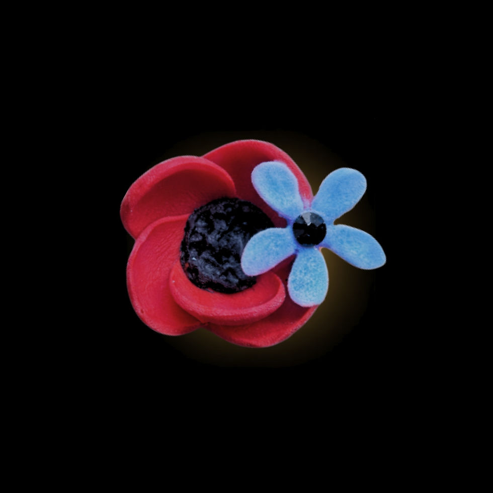 Thumbnail: Handmade Masonic Forget-Me-Not Poppy Brooch