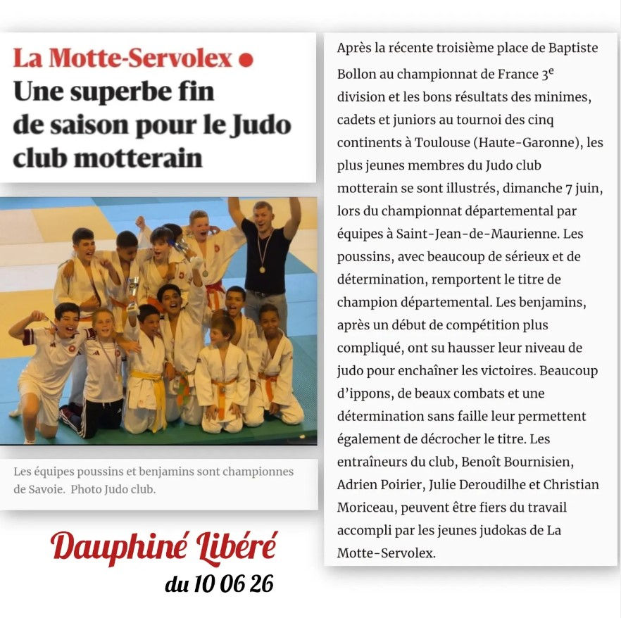 Une superbe fin de saison pour le judo club motterain