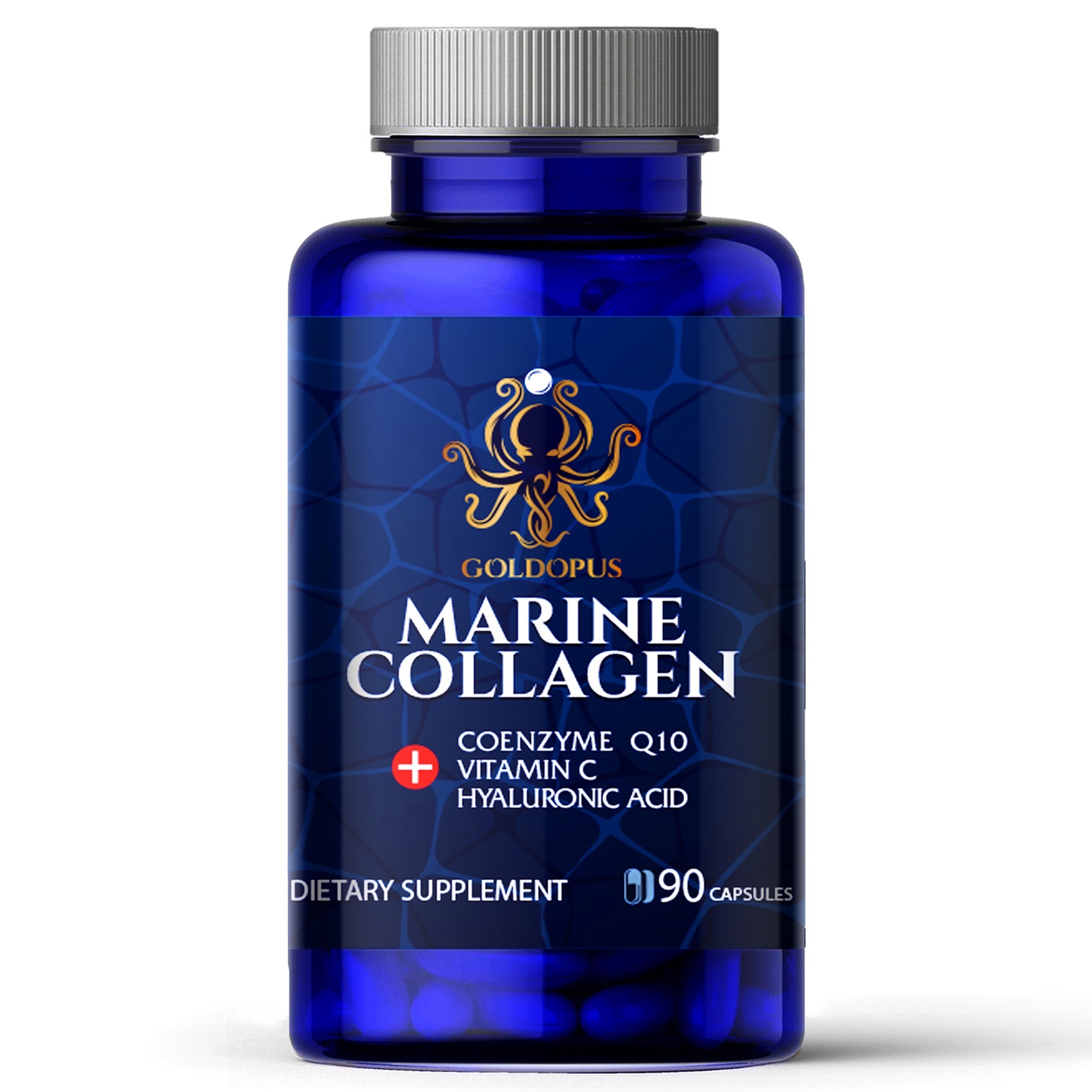 GOLDOPUS Marine Collagen Capsules with Hyaluronic Acid, Coenzyme Q10, Vitamin C