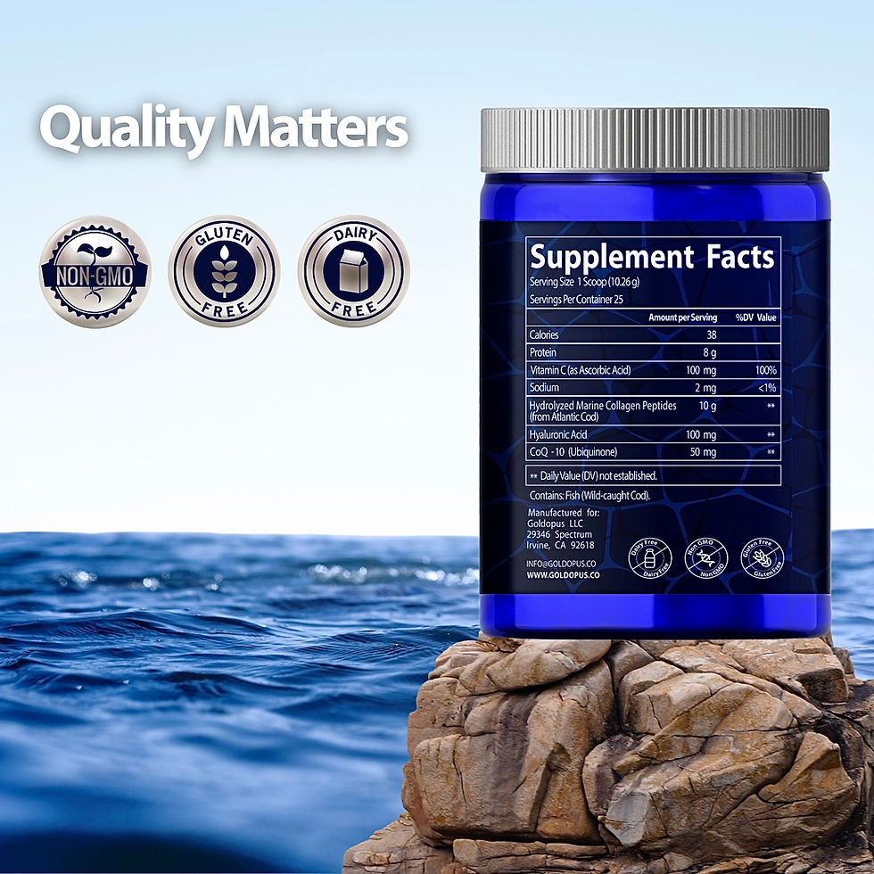 Thumbnail: GOLDOPUS Marine Collagen Powder with Hyaluronic Acid, Coenzyme Q10, Vitamin C