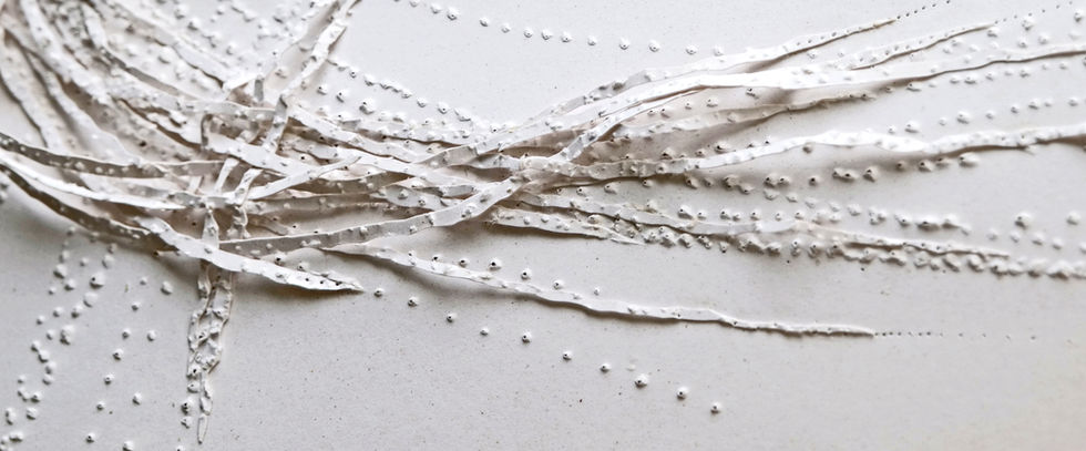Seaweed-based paper sculpture exploring organic wave forms created by paper artist Anna Normand