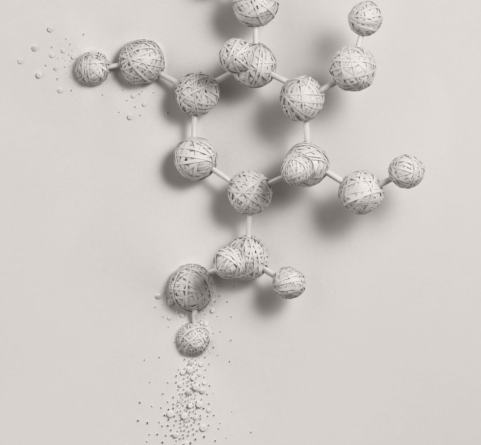 Bas-relief moléculaire en papier représentant le β-glucane pour Maria Galland