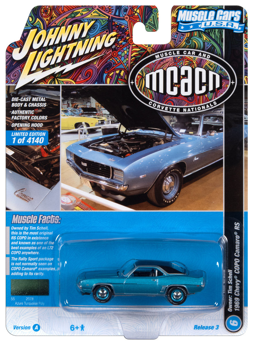 Thumbnail: Johnny Lightning New '69 Chevy COPO Camaro RS 1/64th Diecast Car by AW JLMC031A