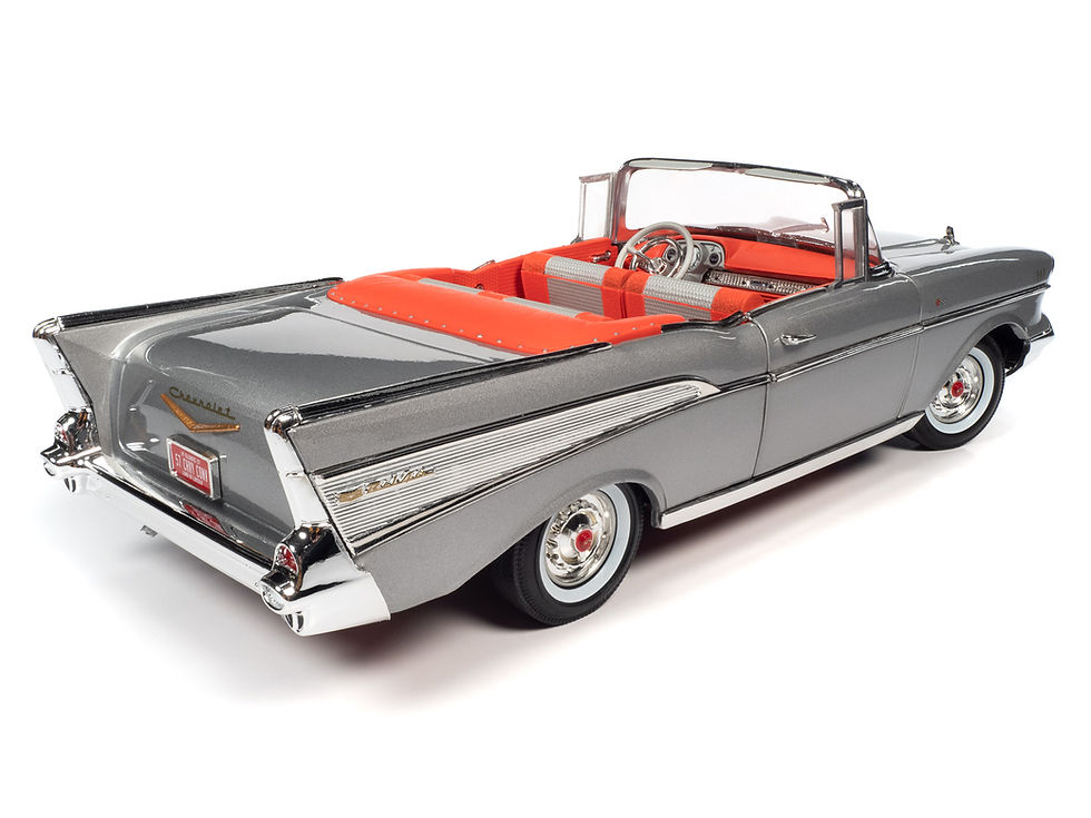 Thumbnail: Auto World 1957 Chevrolet Bel Air Convertible Silver 1/18 Diecast Model