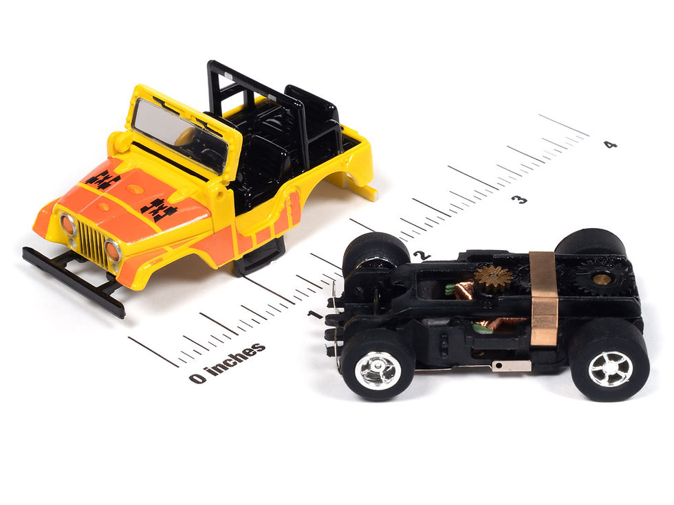 Thumbnail: Auto World Xtraction 1979 Jeep CJ-7 - Yellow w/ Orange 4x4 Graphics SC407