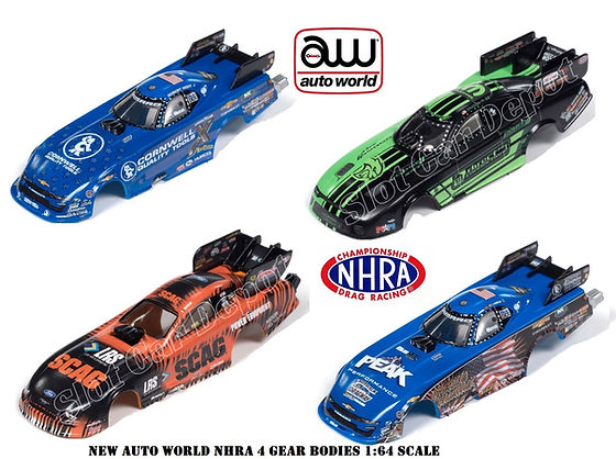 Auto World Gear 2024 NHRA Funny Car Bodies Force, Hight, Hagan
