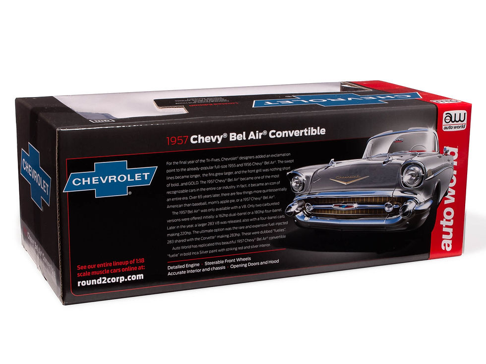 Thumbnail: Auto World 1957 Chevrolet Bel Air Convertible Silver 1:18 Diecast Model