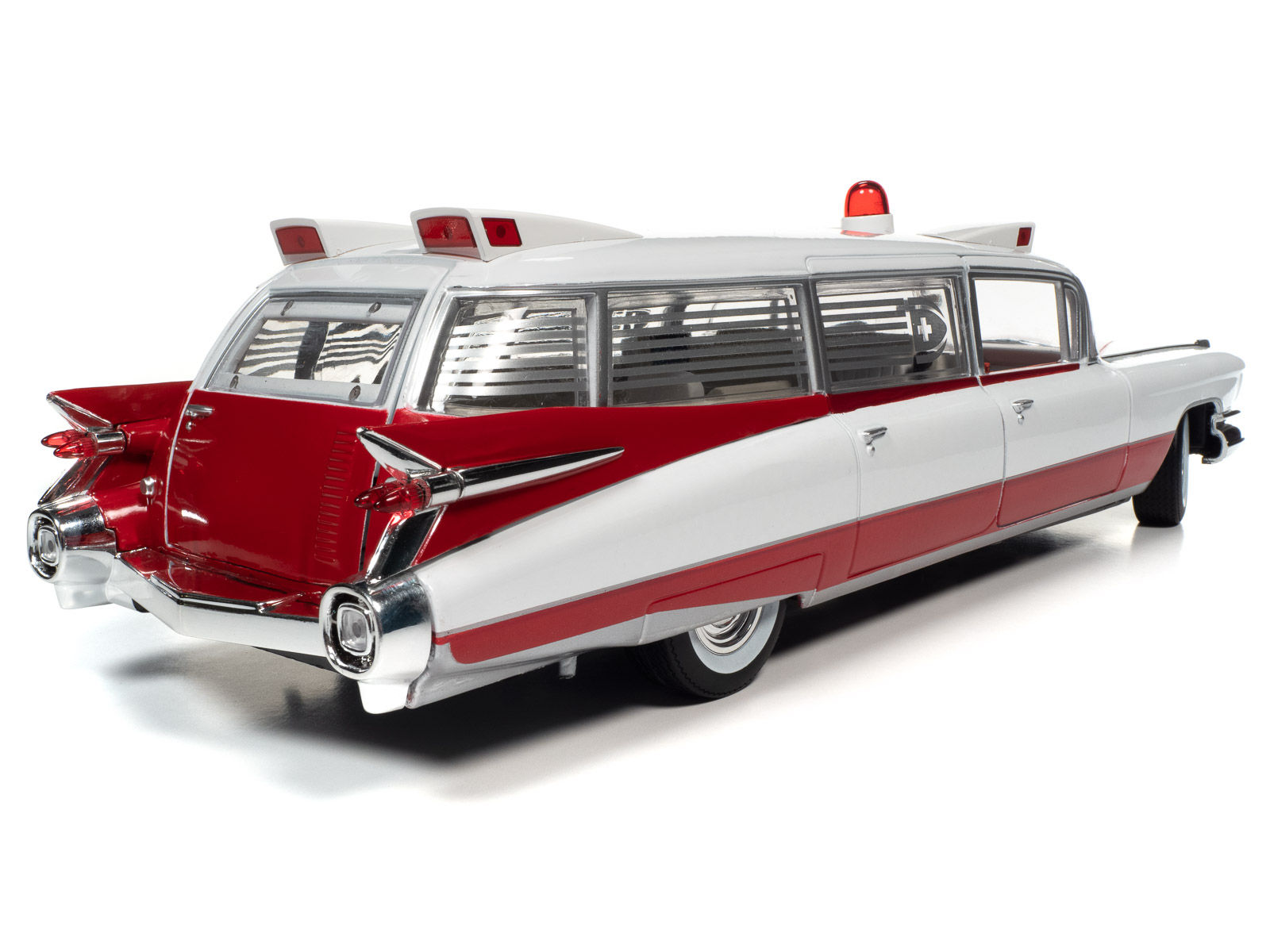 AutoWorld 1959 Cadillac Eldorado Ambulance Red & White 1:18