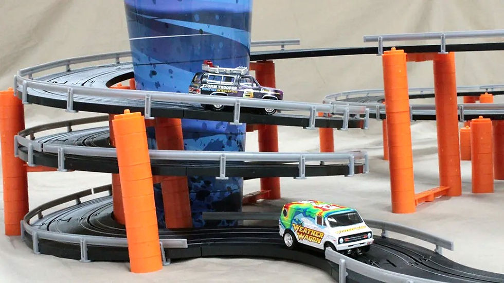 Thumbnail: Auto World 23' Storm Racers Slot Race Set Amp Chassis SRS362