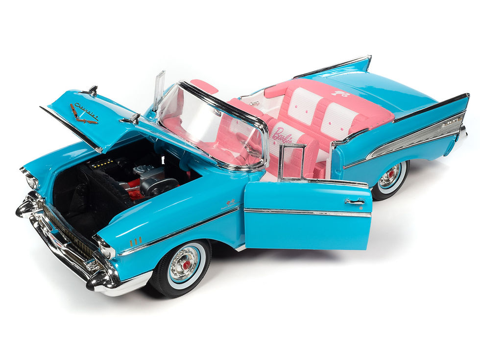 Thumbnail: Auto World 'Barbie '57 Chevy Bel Air Convertible (BLUE) 1:18 Diecast Car AWSS135
