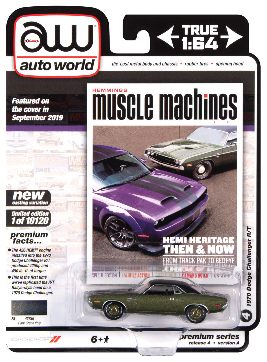 Thumbnail: Auto World Premium '70 Dodge Challenger R/T 1:64th Scale Diecast Cars AW64272A
