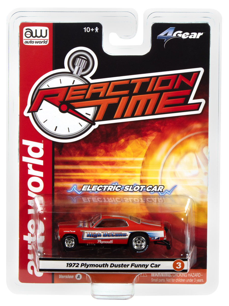 Thumbnail: Auto World 4 Gear '72 Plymouth Duster High Octane Called Reaction Time S421A