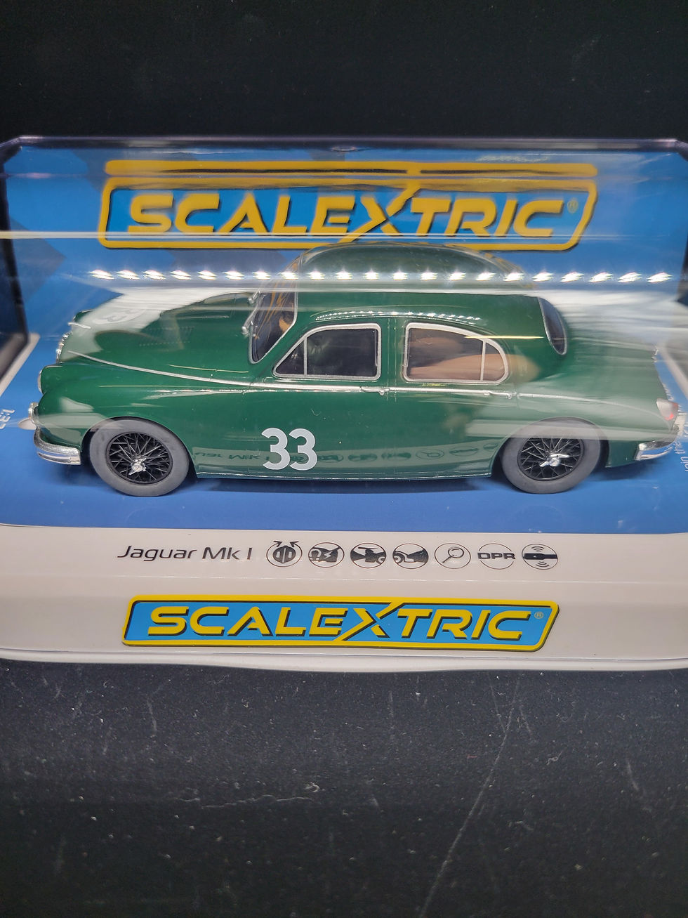 Thumbnail: Scalextric Jaguar MK1 - Mike Hawthorn DPR Working Lights 1:32 Slot Car C4506