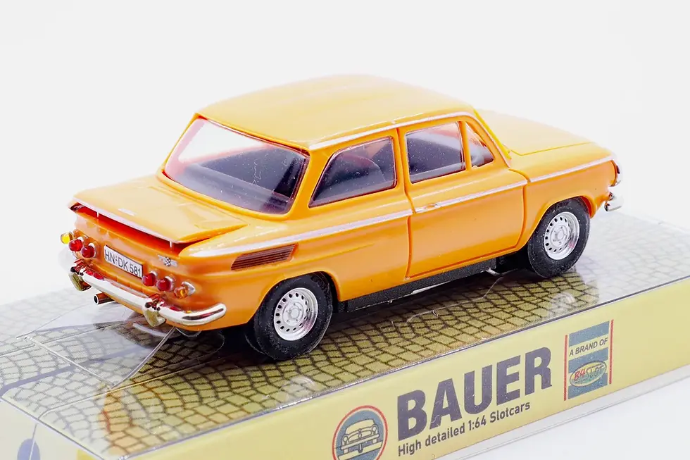 Thumbnail: Bauer NSU TTS Targa Orange Ultralow UL1 Chassis HO Slot Car B4512