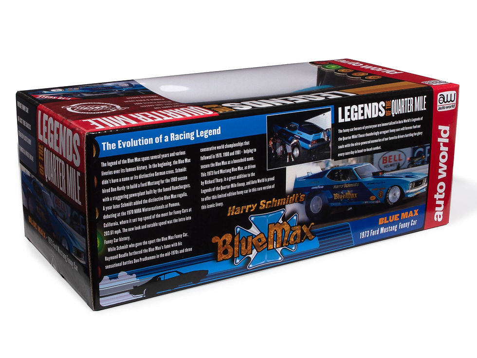 Thumbnail: Auto World '73 Ford Mustang Funny Car "Blue Max" 1:18 Scale Diecast Car AW299