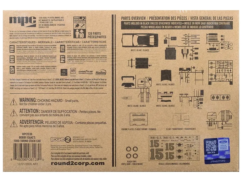 Thumbnail: MPC 1:25 Scale Model Bobby Isaac's 1972 Ford Torino Stock Car MPC1038