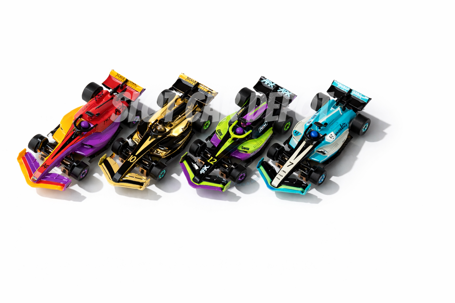 AFX Super International Set Only Cars 4 Formula 1 Mega G+ Race cars 22157