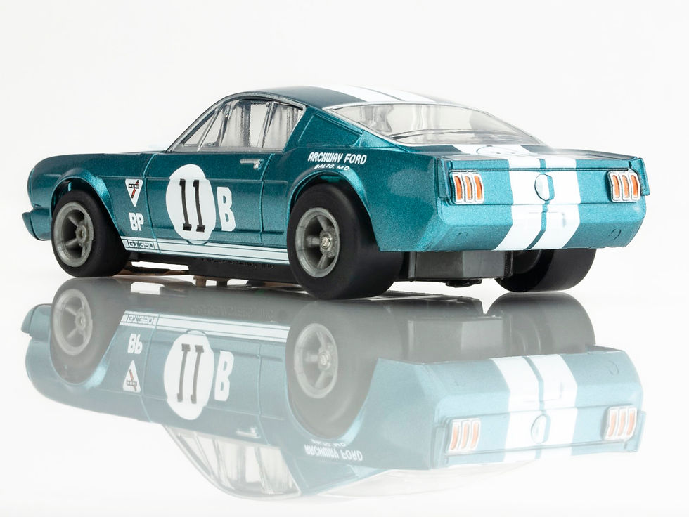 Thumbnail: AFX '65 Shelby Mustang GT350R Mark Donohue Blue/White Mega G + HO Slot Car 22071