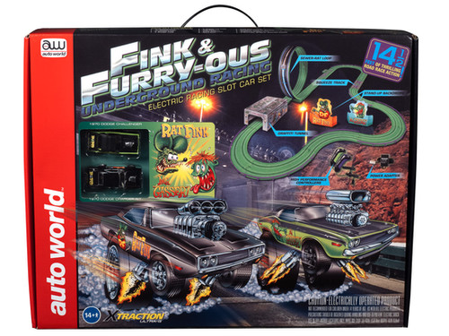 Auto World14' Rat Fink & FURRY-OUS Underground Racing Slot Car Set