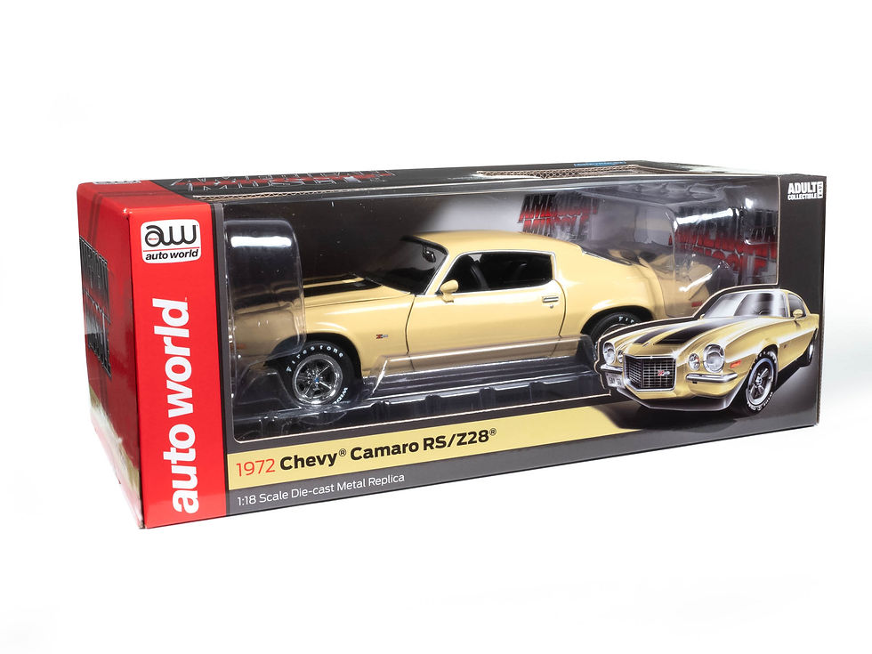 Thumbnail: Auto World NEW '72 Chevy Camaro RS Z/28 (YELLOW) 1:18 Scale Diecast Car AMM1311