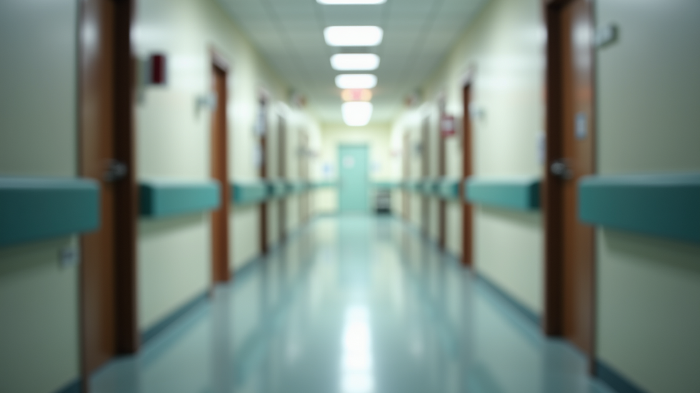 Eye-level view of a modern care facility corridor