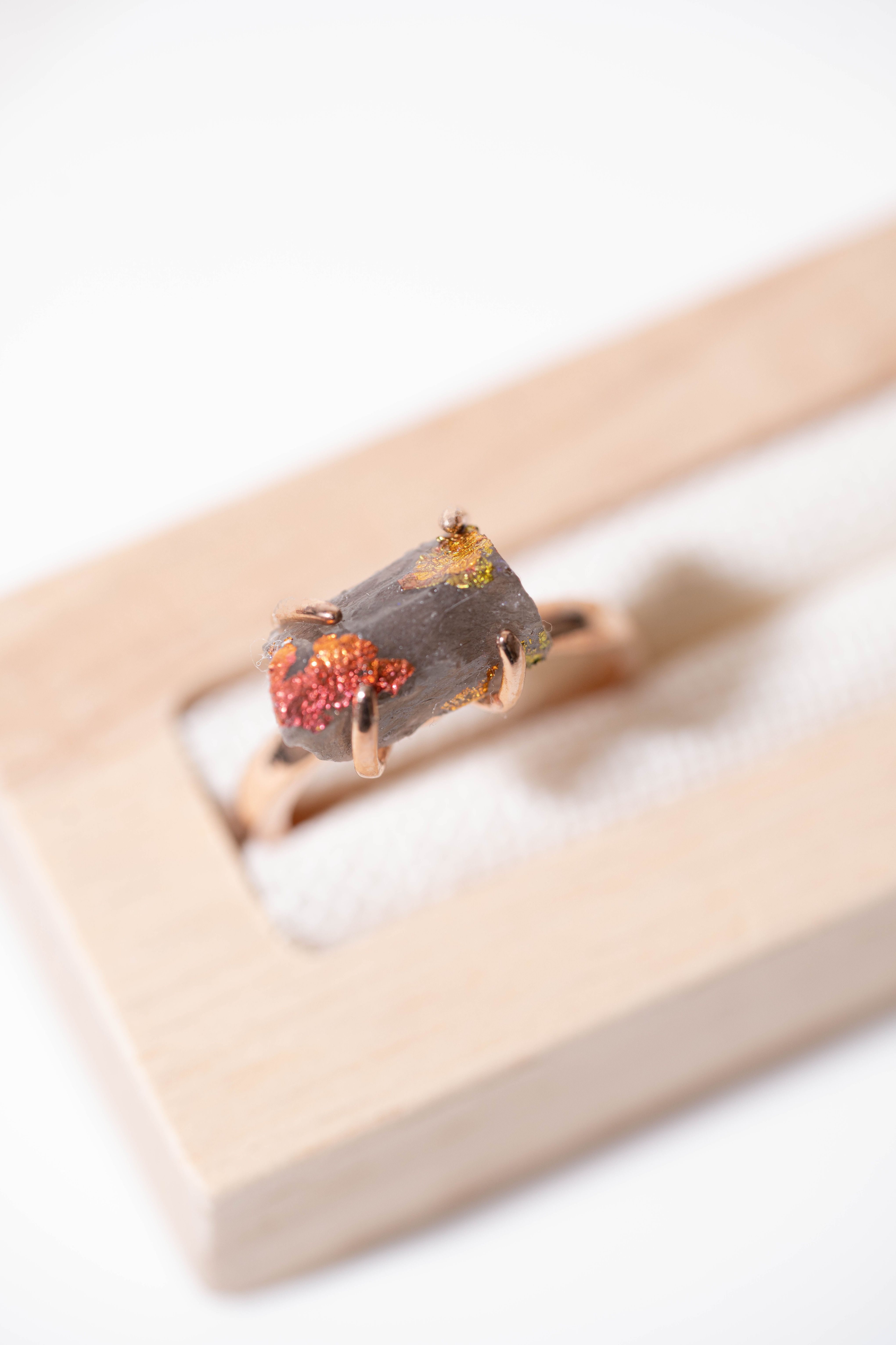 s925 原石金箔戒指