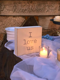 White "I Love Us" Sign