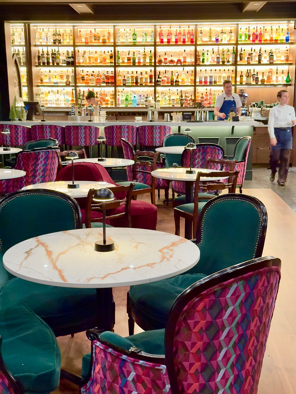 View of bar and lounge seating at Janevca restaurant in Victoria, BC