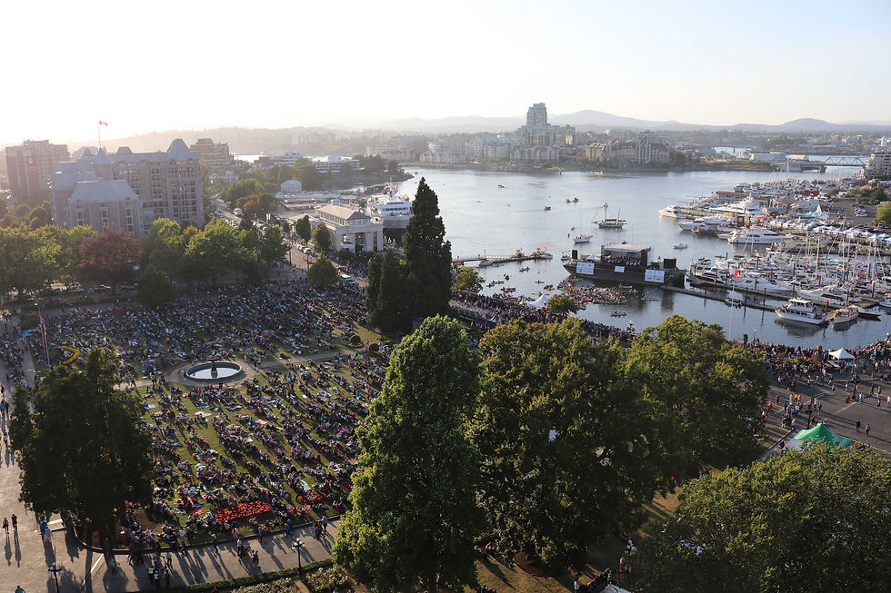 Gather around the Inner Habour in Victoria's downtown for music