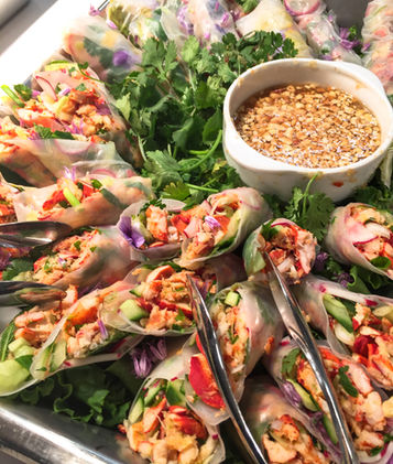 Lobster salad rolls with peanut sauce