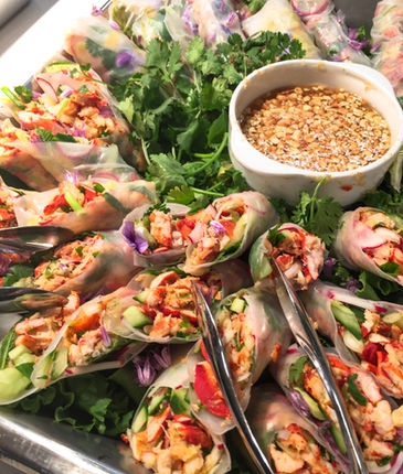 Lobster salad rolls with peanut sauce