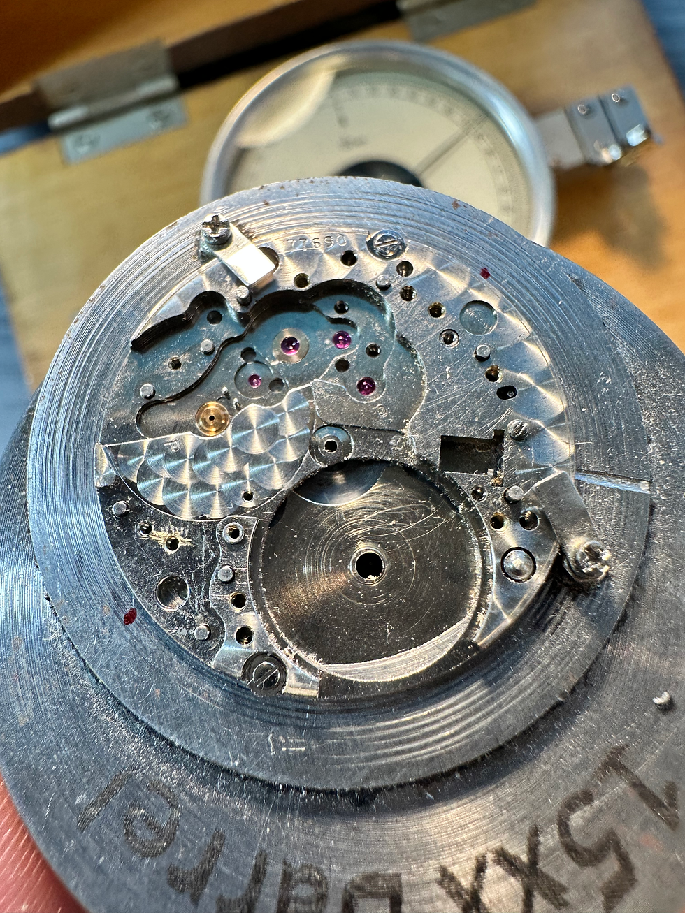 This is a specially made chucks we use to retrofit the Cal. 15xx main plate and barrel bridge to accept a protective bush. This is used when neither the upper or lower bushes have ever been installed