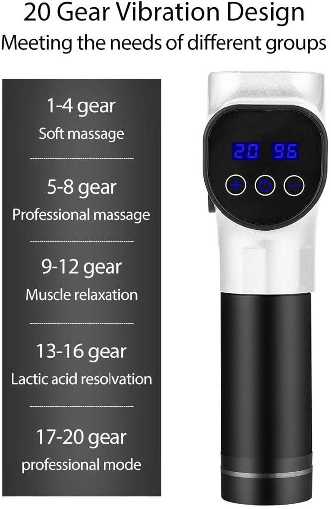 Miniature : Pistolet de Massage Musculaire,Pistolet de Fascia Avec 6 Têtes-20 Vitesses,Pour