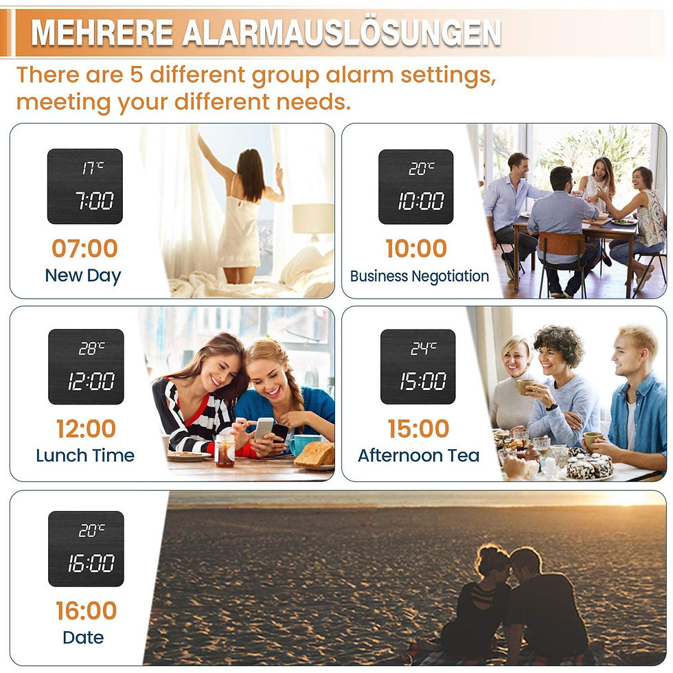Miniature : Réveil, Réveil Numérique LED, 5 Groupes de Réglages d'Alarme, Affichage de la Te