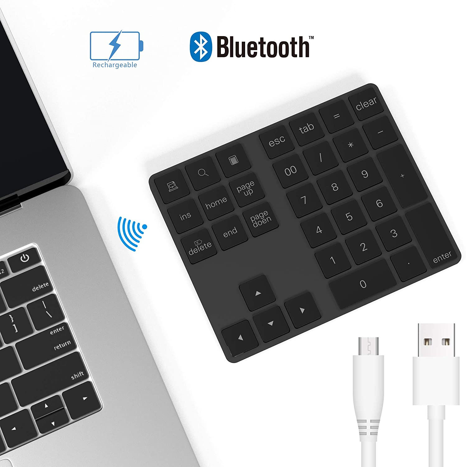 Pavé Numérique sans Fil, Clavier Numérique Bluetooth Externe à 34 Touches, pour