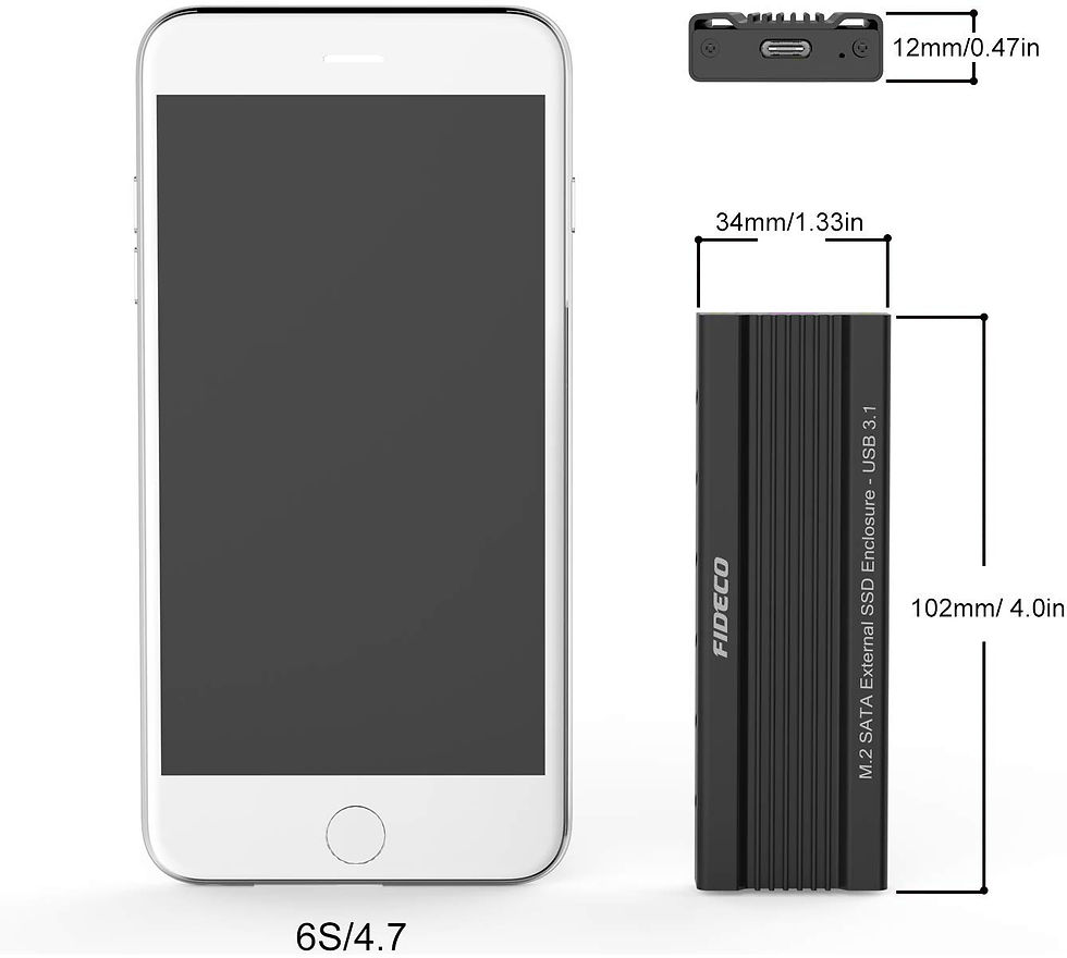 Miniature : Boîtier SSD Externe M.2 SATA NGFF, FIDECO USB 3.1, 10Gbps, Gen2 Boîtier Externe