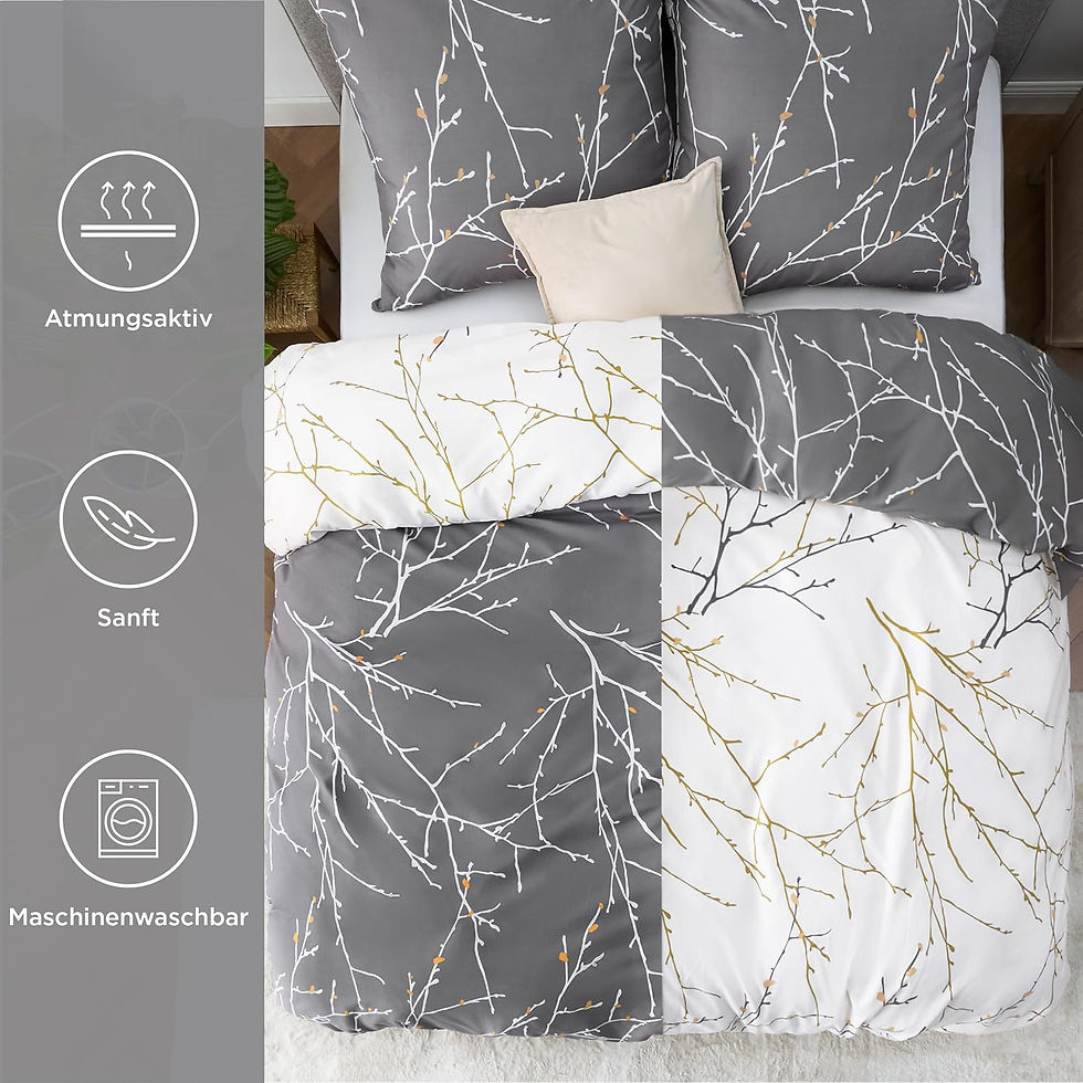 Miniature : Parure de lit 220 x 240 cm - 3 pièces - Housse de couette avec 2 taies d'oreille
