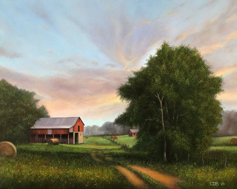 Texas homestead farm art oil painting landschap boerderij nature landscape clouds sky wolken lucht country landelijk schilderij olieverf