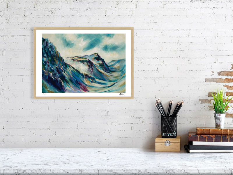 Thumbnail: Great Gable, Kirk Fell and Pillar painting from Windy Gap. Lake District mountain landscape art. Limited edition print