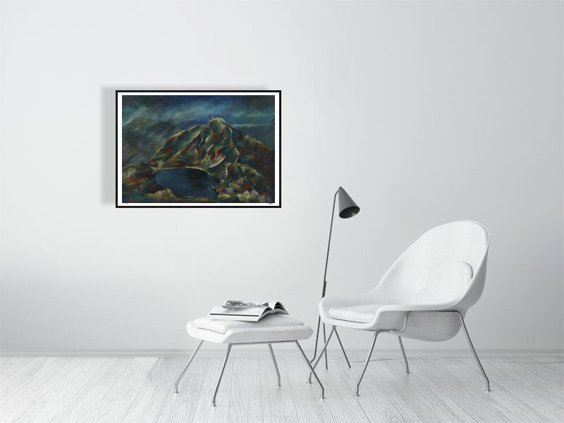 Thumbnail: Rhinog Fach painting. Snowdonia Eryri & Welsh mountain landscape painting. Limited edition fine art print for sale