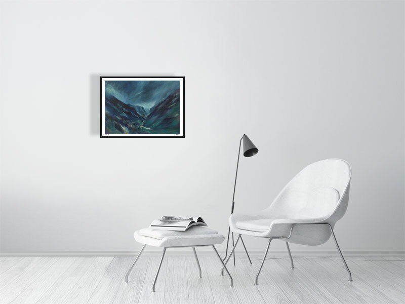 Thumbnail: Llanberis Valley & Pyg Track Painting. Snowdonia and Welsh mountain landscape painting. Limited edition fine art print