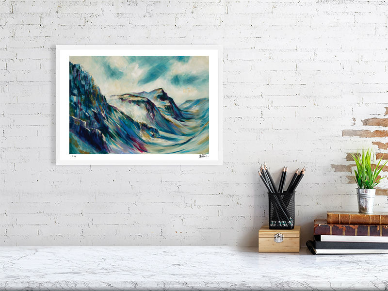Thumbnail: Great Gable, Kirk Fell and Pillar painting from Windy Gap. Lake District mountain landscape art. Limited edition print